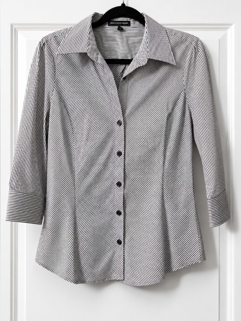 Express Striped Button Down Blouse Top 3/4 Sleeve Office Workwear Size Medium - Picture 1 of 3